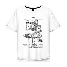 Мужская футболка хлопок Oversize с принтом Photographic Camera Patent в Тюмени, 100% хлопок | свободный крой, круглый ворот, “спинка” длиннее передней части | patent | идея | история | камера | патент | разработка | фотик | фотоаппарат | фотограф | чертеж | чертежи