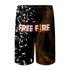 Детские спортивные шорты 3D с принтом FREE FIRE в Тюмени,  100% полиэстер
 | пояс оформлен широкой мягкой резинкой, ткань тянется
 | free fire | free fire pc | game | garena | mobile game | royale | trsffb | битва онлайн | гарена | игра | огонь | свободный огонь | фри фаер