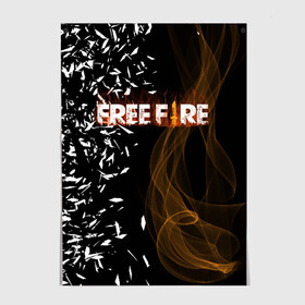 Постер с принтом FREE FIRE в Тюмени, 100% бумага
 | бумага, плотность 150 мг. Матовая, но за счет высокого коэффициента гладкости имеет небольшой блеск и дает на свету блики, но в отличии от глянцевой бумаги не покрыта лаком | free fire | free fire pc | game | garena | mobile game | royale | trsffb | битва онлайн | гарена | игра | огонь | свободный огонь | фри фаер