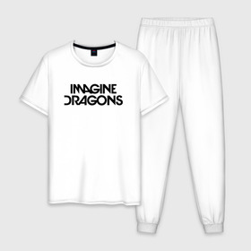Мужская пижама хлопок с принтом IMAGINE DRAGONS в Тюмени, 100% хлопок | брюки и футболка прямого кроя, без карманов, на брюках мягкая резинка на поясе и по низу штанин
 | evolve | id | imagine dragons | драконы | ид
