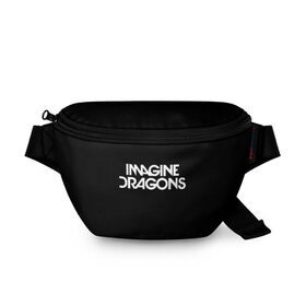 Поясная сумка 3D с принтом IMAGINE DRAGONS в Тюмени, 100% полиэстер | плотная ткань, ремень с регулируемой длиной, внутри несколько карманов для мелочей, основное отделение и карман с обратной стороны сумки застегиваются на молнию | evolve | id | imagine dragons | драконы | ид