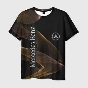 Мужская футболка 3D с принтом Mercedes в Тюмени, 100% полиэфир | прямой крой, круглый вырез горловины, длина до линии бедер | amg | mercedes | авто | автомобиль | иномарка | логотип | машина | мерседес | текстура