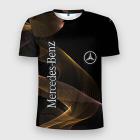 Мужская футболка 3D спортивная с принтом Mercedes в Тюмени, 100% полиэстер с улучшенными характеристиками | приталенный силуэт, круглая горловина, широкие плечи, сужается к линии бедра | amg | mercedes | авто | автомобиль | иномарка | логотип | машина | мерседес | текстура