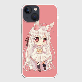 Чехол для iPhone 13 mini с принтом Неко тян в Тюмени,  |  | Тематика изображения на принте: anime | big | blonde | cartoon | cat | comic | ears | eyes | flowers | girl | japanese | little | manga | neko | pink | tyan | аниме | блондинка | большие | глаза | девочка | комикс | кошачьи | маленькая | манга | мультфильм | неко | розовые | тян | уши |