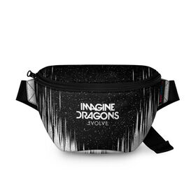 Поясная сумка 3D с принтом IMAGINE DRAGONS в Тюмени, 100% полиэстер | плотная ткань, ремень с регулируемой длиной, внутри несколько карманов для мелочей, основное отделение и карман с обратной стороны сумки застегиваются на молнию | evolve | id | imagine dragons | драконы | ид