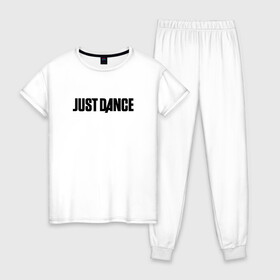 Женская пижама хлопок с принтом JUST DANCE в Тюмени, 100% хлопок | брюки и футболка прямого кроя, без карманов, на брюках мягкая резинка на поясе и по низу штанин | dance | just dance | ubisoft | танцы