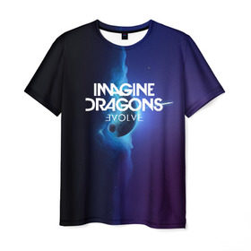 Мужская футболка 3D с принтом IMAGINE DRAGONS в Тюмени, 100% полиэфир | прямой крой, круглый вырез горловины, длина до линии бедер | Тематика изображения на принте: evolve | id | imagine dragons | драконы | ид
