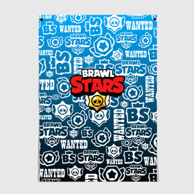 Постер с принтом BRAWL STARS LOGOBOMBING в Тюмени, 100% бумага
 | бумага, плотность 150 мг. Матовая, но за счет высокого коэффициента гладкости имеет небольшой блеск и дает на свету блики, но в отличии от глянцевой бумаги не покрыта лаком | android | brawl stars | colt | crow | games | leon | penny | poco. | shelly | spike | wanted | брав | бравл старс | звезды | игры | мобильные игры | старс