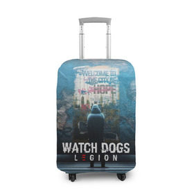 Чехол для чемодана 3D с принтом WATCH DOGS LEGION в Тюмени, 86% полиэфир, 14% спандекс | двустороннее нанесение принта, прорези для ручек и колес | ded sec | fox | hacker | legion | watch dogs | watch dogs 2 | watch dogs legion | легион | хакер