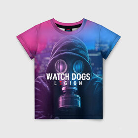 Детская футболка 3D с принтом WATCH DOGS LEGION в Тюмени, 100% гипоаллергенный полиэфир | прямой крой, круглый вырез горловины, длина до линии бедер, чуть спущенное плечо, ткань немного тянется | Тематика изображения на принте: ded sec | fox | hacker | legion | watch dogs | watch dogs 2 | watch dogs legion | легион | хакер