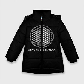 Зимняя куртка для девочек 3D с принтом BRING ME THE HORIZON в Тюмени, ткань верха — 100% полиэстер; подклад — 100% полиэстер, утеплитель — 100% полиэстер. | длина ниже бедра, удлиненная спинка, воротник стойка и отстегивающийся капюшон. Есть боковые карманы с листочкой на кнопках, утяжки по низу изделия и внутренний карман на молнии. 

Предусмотрены светоотражающий принт на спинке, радужный светоотражающий элемент на пуллере молнии и на резинке для утяжки. | bmth | bring me the horizon