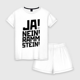 Женская пижама с шортиками хлопок с принтом RAMMSTEIN (НА СПИНЕ) в Тюмени, 100% хлопок | футболка прямого кроя, шорты свободные с широкой мягкой резинкой | rammstein | рамштайн