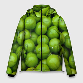 Мужская зимняя куртка 3D с принтом Зелёные яблоки в Тюмени, верх — 100% полиэстер; подкладка — 100% полиэстер; утеплитель — 100% полиэстер | длина ниже бедра, свободный силуэт Оверсайз. Есть воротник-стойка, отстегивающийся капюшон и ветрозащитная планка. 

Боковые карманы с листочкой на кнопках и внутренний карман на молнии. | fruits | green | green apples | many apples | зелёные яблоки | зелёный | много яблок. | фрукты