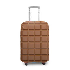 Чехол для чемодана 3D с принтом Плитка Шоколада  в Тюмени, 86% полиэфир, 14% спандекс | двустороннее нанесение принта, прорези для ручек и колес | brown. | chocolate bar | food | еда | коричневый | плитка шоколада | шоколад | шоколадка