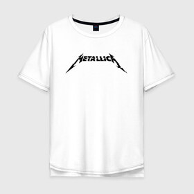 Мужская футболка хлопок Oversize с принтом METALLICA(+НА СПИНЕ) в Тюмени, 100% хлопок | свободный крой, круглый ворот, “спинка” длиннее передней части | Тематика изображения на принте: metallica | metallica logo | rock | метал группа | металл | металлика логотип | музыка | рок | трэш метал | хеви метал