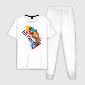 Мужская пижама хлопок с принтом Kobe Bryant в Тюмени, 100% хлопок | брюки и футболка прямого кроя, без карманов, на брюках мягкая резинка на поясе и по низу штанин
 | adidas | basketball | bryant | jordan | lakers | lebron | nba | nike | slam dunk | баскетбол