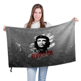 Флаг 3D с принтом Че Гевара в Тюмени, 100% полиэстер | плотность ткани — 95 г/м2, размер — 67 х 109 см. Принт наносится с одной стороны | che | che guevara | cuba | ernesto guevara | guerrilla | revolution | viva la | viva la revolution | история | куба | партизан | революция | свобода | че | че гевара | чегевара
