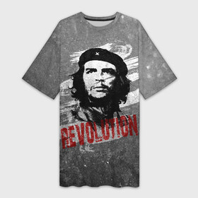 Платье-футболка 3D с принтом Че Гевара в Тюмени,  |  | che | che guevara | cuba | ernesto guevara | guerrilla | revolution | viva la | viva la revolution | история | куба | партизан | революция | свобода | че | че гевара | чегевара