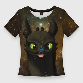 Женская футболка 3D Slim с принтом Night Fury в Тюмени,  |  | how to train your dragon | night fury | беззубик | дракон | как приручить дракона | ночная фурия