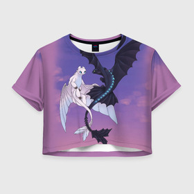 Женская футболка Crop-top 3D с принтом ночная фурия в Тюмени, 100% полиэстер | круглая горловина, длина футболки до линии талии, рукава с отворотами | how to train your dragon | night fury | беззубик | дракон | как приручить дракона | ночная фурия