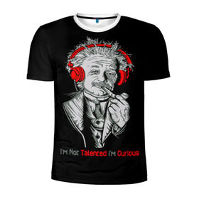 Мужская футболка 3D спортивная с принтом Альберт Эйнштейн в Тюмени, 100% полиэстер с улучшенными характеристиками | приталенный силуэт, круглая горловина, широкие плечи, сужается к линии бедра | albert einstein | biography | genius | history | physics | relativity | science | альберт эйнштейн | биография | гений | история | наука | относительность | физика