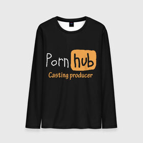 Мужской лонгслив 3D с принтом Porn hab Casting-producer в Тюмени, 100% полиэстер | длинные рукава, круглый вырез горловины, полуприлегающий силуэт | adults | casting | inscription | logo | movies | producer | studio | кастинг | логотип | надпись | продюсер | студия | фильмы