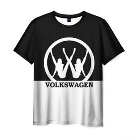 Мужская футболка 3D с принтом Volkswagen в Тюмени, 100% полиэфир | прямой крой, круглый вырез горловины, длина до линии бедер | Тематика изображения на принте: brand | car | german | girls | logo | silhouette | volkswagen | автомобиль | девушки | логотип | марка | немецкий | силуэт