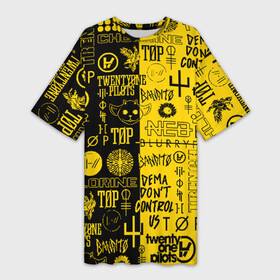 Платье-футболка 3D с принтом TWENTY ONE PILOTS | 21 PILOTS в Тюмени,  |  | 21 pilots | 21p | bandito | blurryface | chlorine | joshua | ned | top | trench | twenty one pilots | tyler | бандито | нэд | тренч