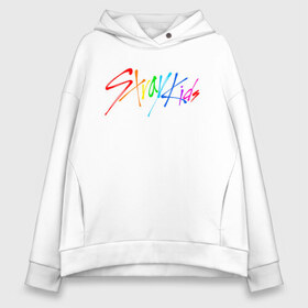 Женское худи Oversize хлопок с принтом STRAY KIDS АВТОГРАФЫ в Тюмени, френч-терри — 70% хлопок, 30% полиэстер. Мягкий теплый начес внутри —100% хлопок | боковые карманы, эластичные манжеты и нижняя кромка, капюшон на магнитной кнопке | skz | stray kids | бан чан | ли ноу | скз | стрей кидс | сынмин | уджин | феликс | хан | хёджин | чанбин