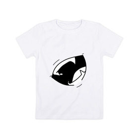 Детская футболка хлопок с принтом Кусь в Тюмени, 100% хлопок | круглый вырез горловины, полуприлегающий силуэт, длина до линии бедер | Тематика изображения на принте: аниме | анимэ | зубки | зубы | клыки | кусь | рот | тян | тянка