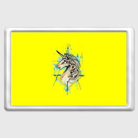 Магнит 45*70 с принтом Единорог Yellow Unicorn  в Тюмени, Пластик | Размер: 78*52 мм; Размер печати: 70*45 | Тематика изображения на принте: unicorn | yellow unicorn | единорог | единорожки | животные | лошади