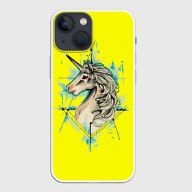 Чехол для iPhone 13 mini с принтом Единорог Yellow Unicorn в Тюмени,  |  | unicorn | yellow unicorn | единорог | единорожки | животные | лошади