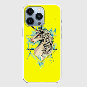 Чехол для iPhone 13 Pro с принтом Единорог Yellow Unicorn в Тюмени,  |  | Тематика изображения на принте: unicorn | yellow unicorn | единорог | единорожки | животные | лошади