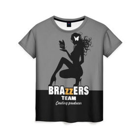 Женская футболка 3D с принтом Brazzers team Casting-producer в Тюмени, 100% полиэфир ( синтетическое хлопкоподобное полотно) | прямой крой, круглый вырез горловины, длина до линии бедер | adults | brazzers | butterflies | casting | girl | inscription | logo | movies | producer | silhouette | studio | team | бабочки | братья | девушка | кастинг | логотип | надпись | продюсер | силуэт | студия | фильмы