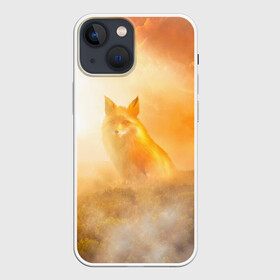 Чехол для iPhone 13 mini с принтом Лисичка в тумане в Тюмени,  |  | animals | forest | fox | арт | животное | лес | лиса | лисичка | облака | рисунок | рыжая лиса | туман