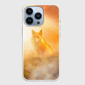 Чехол для iPhone 13 Pro с принтом Лисичка в тумане в Тюмени,  |  | Тематика изображения на принте: animals | forest | fox | арт | животное | лес | лиса | лисичка | облака | рисунок | рыжая лиса | туман
