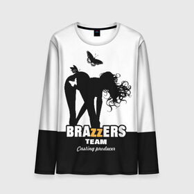 Мужской лонгслив 3D с принтом Brazzers team Casting-producer в Тюмени, 100% полиэстер | длинные рукава, круглый вырез горловины, полуприлегающий силуэт | adults | brazzers | butterflies | casting | girl | inscription | logo | movies | producer | silhouette | studio | team | бабочки | братья | девушка | кастинг | логотип | надпись | продюсер | силуэт | студия | фильмы