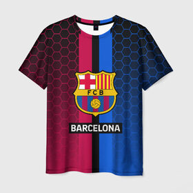 Мужская футболка 3D с принтом BARCELONA в Тюмени, 100% полиэфир | прямой крой, круглый вырез горловины, длина до линии бедер | barca | barsa | barselona | fc barcelona | leo messi | neimar | neymar | барселона | лионель месси | неймар | нэмар | футбол.