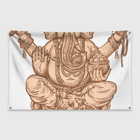 Флаг-баннер с принтом Ганеш в Тюмени, 100% полиэстер | размер 67 х 109 см, плотность ткани — 95 г/м2; по краям флага есть четыре люверса для крепления | бог. индуизм | буддизм | ганеш | ганеша | индия | кришна | мифология | оберег | ом | слон | талисман