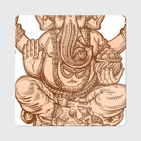 Магнит виниловый Квадрат с принтом Ганеш в Тюмени, полимерный материал с магнитным слоем | размер 9*9 см, закругленные углы | бог. индуизм | буддизм | ганеш | ганеша | индия | кришна | мифология | оберег | ом | слон | талисман