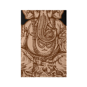 Обложка для паспорта матовая кожа с принтом Ганеш в Тюмени, натуральная матовая кожа | размер 19,3 х 13,7 см; прозрачные пластиковые крепления | Тематика изображения на принте: бог. индуизм | буддизм | ганеш | ганеша | индия | кришна | мифология | оберег | ом | слон | талисман
