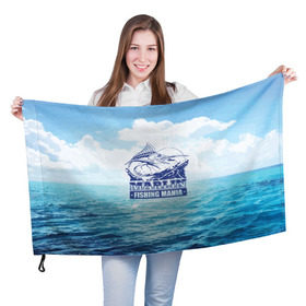 Флаг 3D с принтом Marlin в Тюмени, 100% полиэстер | плотность ткани — 95 г/м2, размер — 67 х 109 см. Принт наносится с одной стороны | fin | fishing | fishing line | hook | marlin | ocean | spinner | water | блесна | крючок | леска | марлин | океан | плавник | рыбалка