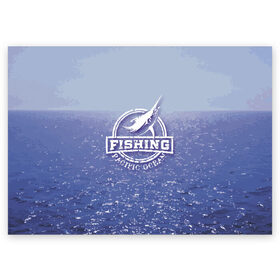 Поздравительная открытка с принтом Тихий океан в Тюмени, 100% бумага | плотность бумаги 280 г/м2, матовая, на обратной стороне линовка и место для марки
 | fish | fishing | marlin | pacific ocean | марлин | рыба | рыбалка | тихий океан