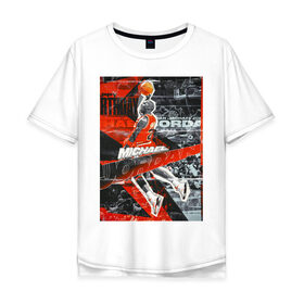 Мужская футболка хлопок Oversize с принтом Jordan в Тюмени, 100% хлопок | свободный крой, круглый ворот, “спинка” длиннее передней части | 23 | air | basketball | bulls | jordan | nba | баскетбол | буллс | джордан | нба