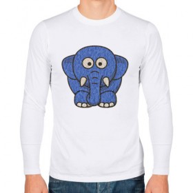Мужской лонгслив хлопок с принтом Голубой слоник в Тюмени, 100% хлопок |  | животные | мамонт | маугли | персонаж | природа | слон | слоник