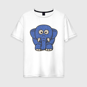Женская футболка хлопок Oversize с принтом Голубой слоник в Тюмени, 100% хлопок | свободный крой, круглый ворот, спущенный рукав, длина до линии бедер
 | животные | мамонт | маугли | персонаж | природа | слон | слоник