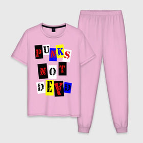Мужская пижама хлопок с принтом Punks not dead в Тюмени, 100% хлопок | брюки и футболка прямого кроя, без карманов, на брюках мягкая резинка на поясе и по низу штанин
 | Тематика изображения на принте: punks | панки | хой