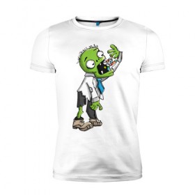 Мужская футболка премиум с принтом Больной зомби в Тюмени, 92% хлопок, 8% лайкра | приталенный силуэт, круглый вырез ворота, длина до линии бедра, короткий рукав | апокалипсис | больной | зеленый зомби | зомби | постапокалипсис | уставший зомби