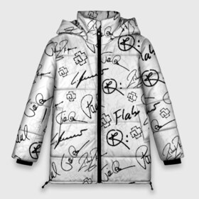 Женская зимняя куртка 3D с принтом RAMMSTEIN АВТОГРАФЫ в Тюмени, верх — 100% полиэстер; подкладка — 100% полиэстер; утеплитель — 100% полиэстер | длина ниже бедра, силуэт Оверсайз. Есть воротник-стойка, отстегивающийся капюшон и ветрозащитная планка. 

Боковые карманы с листочкой на кнопках и внутренний карман на молнии | rammstein | рамштайн