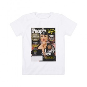 Детская футболка хлопок с принтом Lady GAGA в Тюмени, 100% хлопок | круглый вырез горловины, полуприлегающий силуэт, длина до линии бедер | Тематика изображения на принте: lady gaga | знаменитости | леди гага | музыка | поп